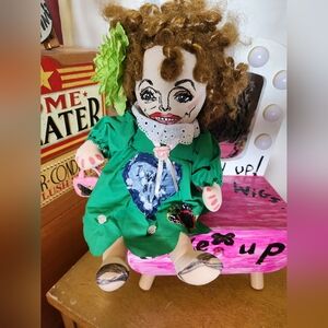 Upcycled Doll with Green Dress